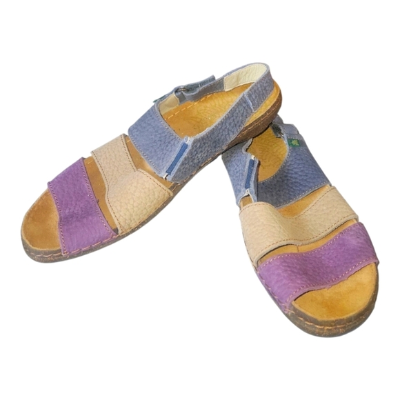 El Naturalista Multi Color Velcro Eco Friendly Leather Strappy Sandals Sz 42 - Picture 4 of 10